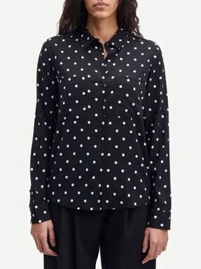 Samsoe Samsoe Milly Button Down Shirt in Black White Polka Dot XS